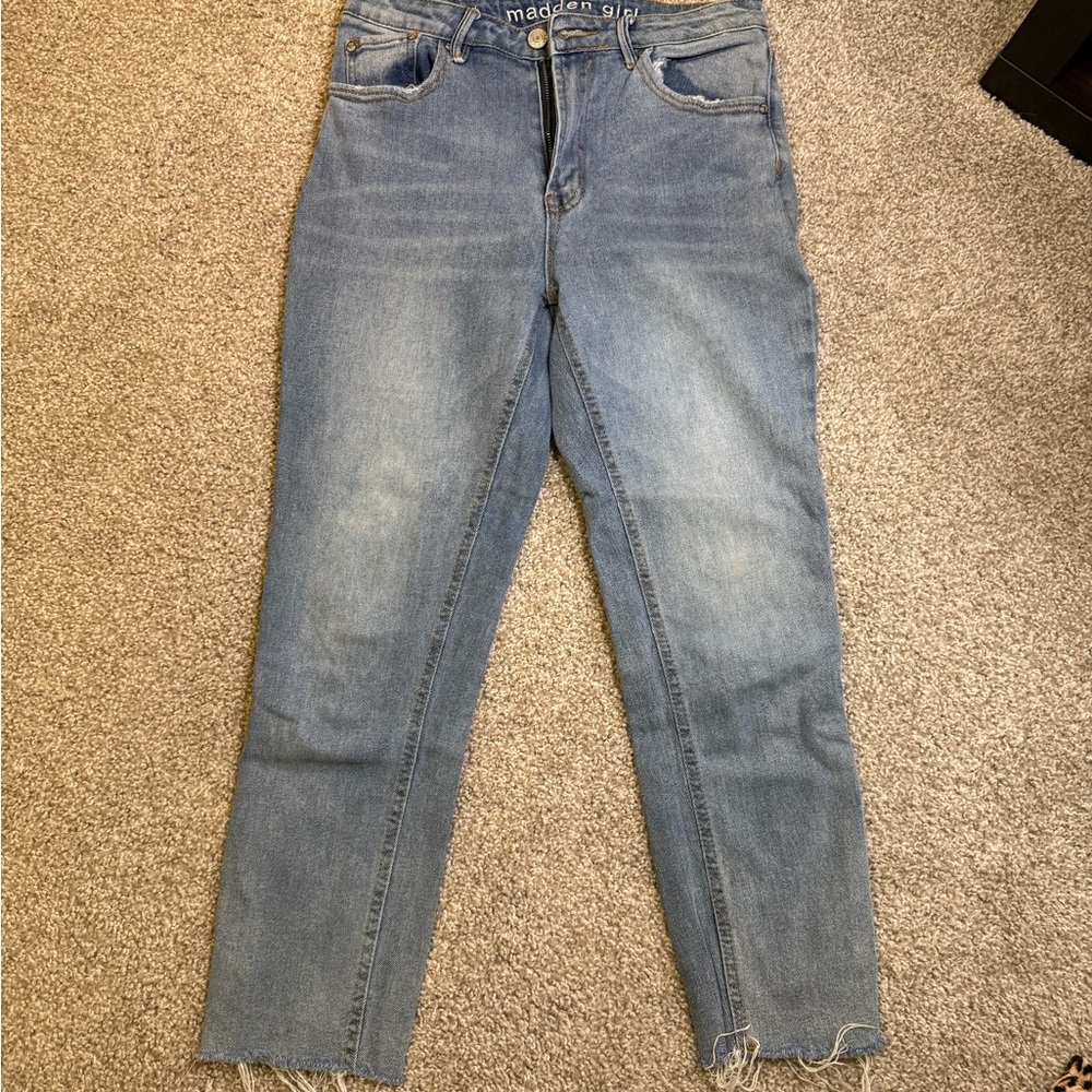 Madden Girl Women's Blue Ankle Jeans